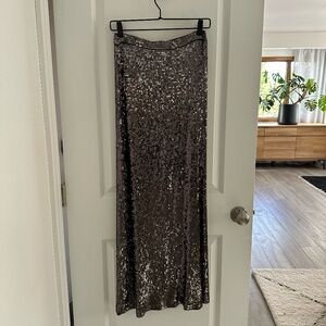 MICHAEL Michael Kors ◡̈ Sequin Gunmetal Grey Maxi Skirt Small EUC